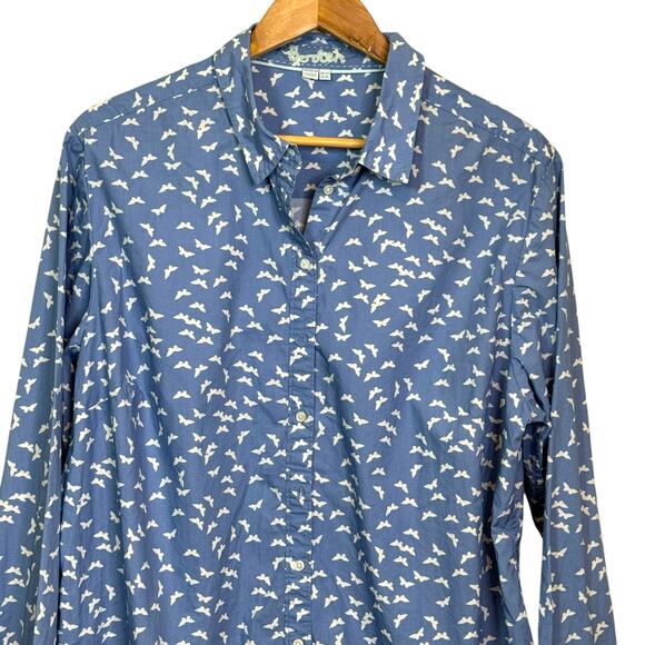 Boden US 18 Blue and White Butterflt Print 100% Cotton Sienna Button Down Shirt - Picture 3 of 8